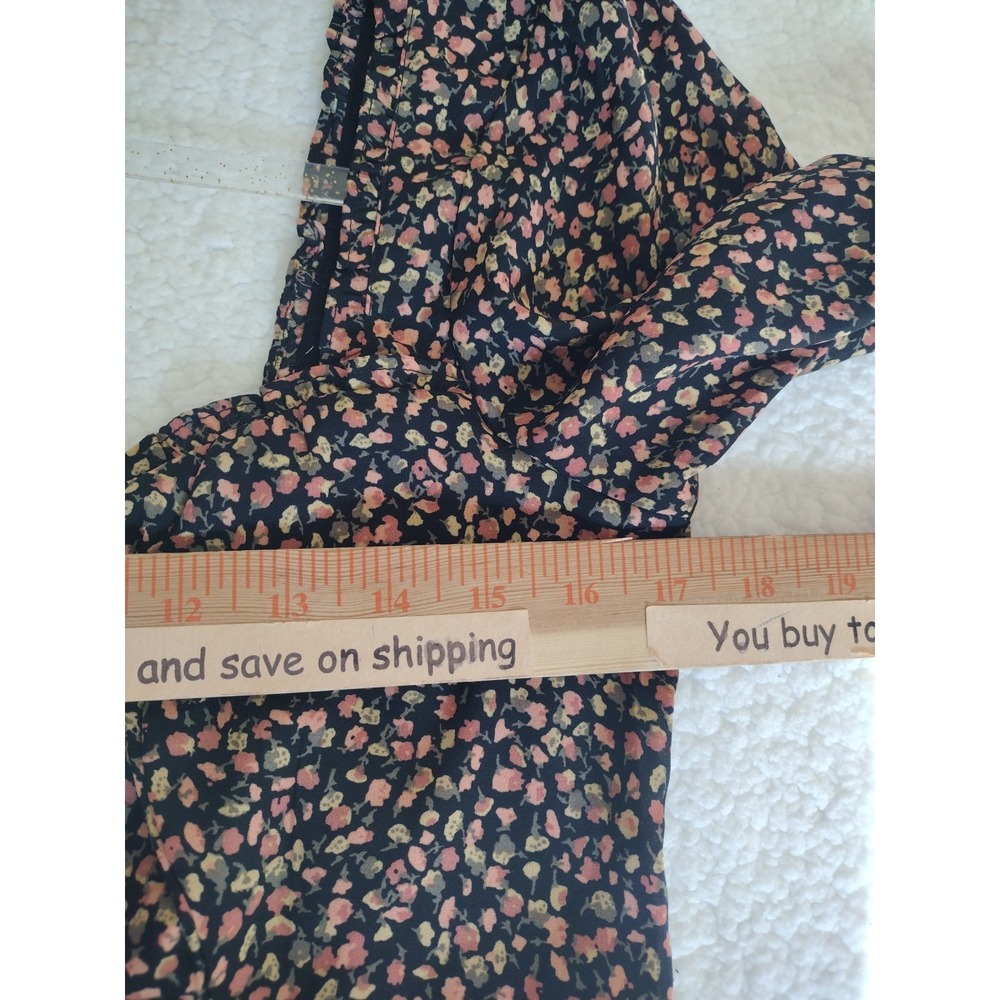 Abercrombie & Fitch Crop Top Women M Floral Boho Smocked Babydoll Long Sleeves - Picture 8 of 9